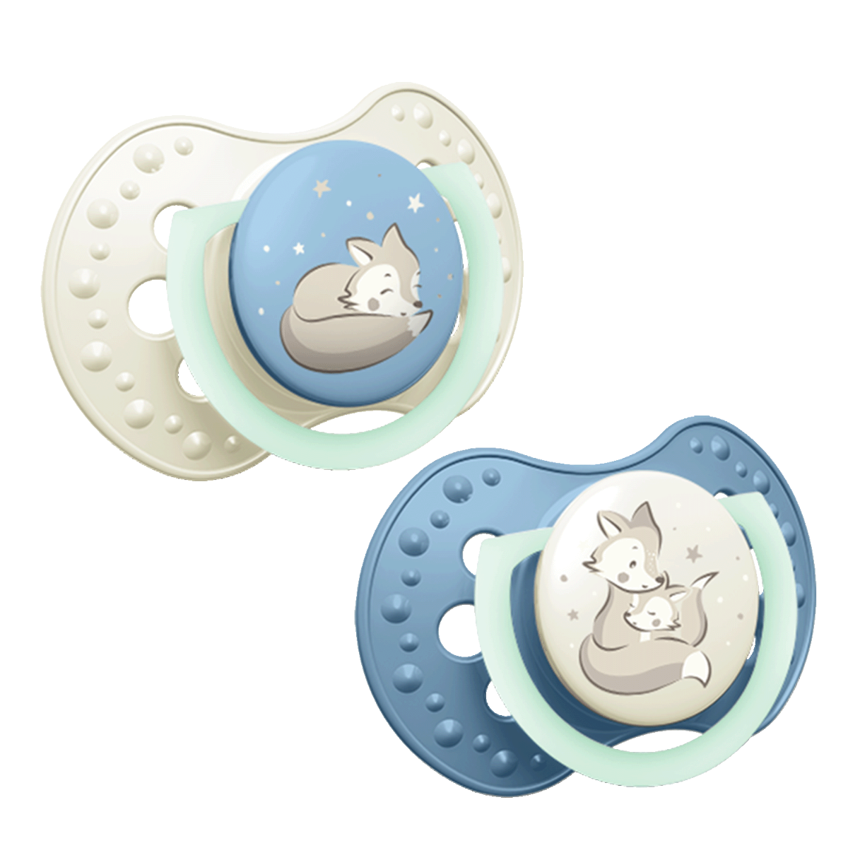 Smoczek silikonowy dynamiczny LOVI 6-18m 2 szt. Night&Day Boy