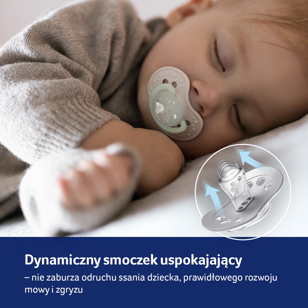 Smoczek silikonowy dynamiczny LOVI 0-6m 2 szt Night&Day Hedgehog