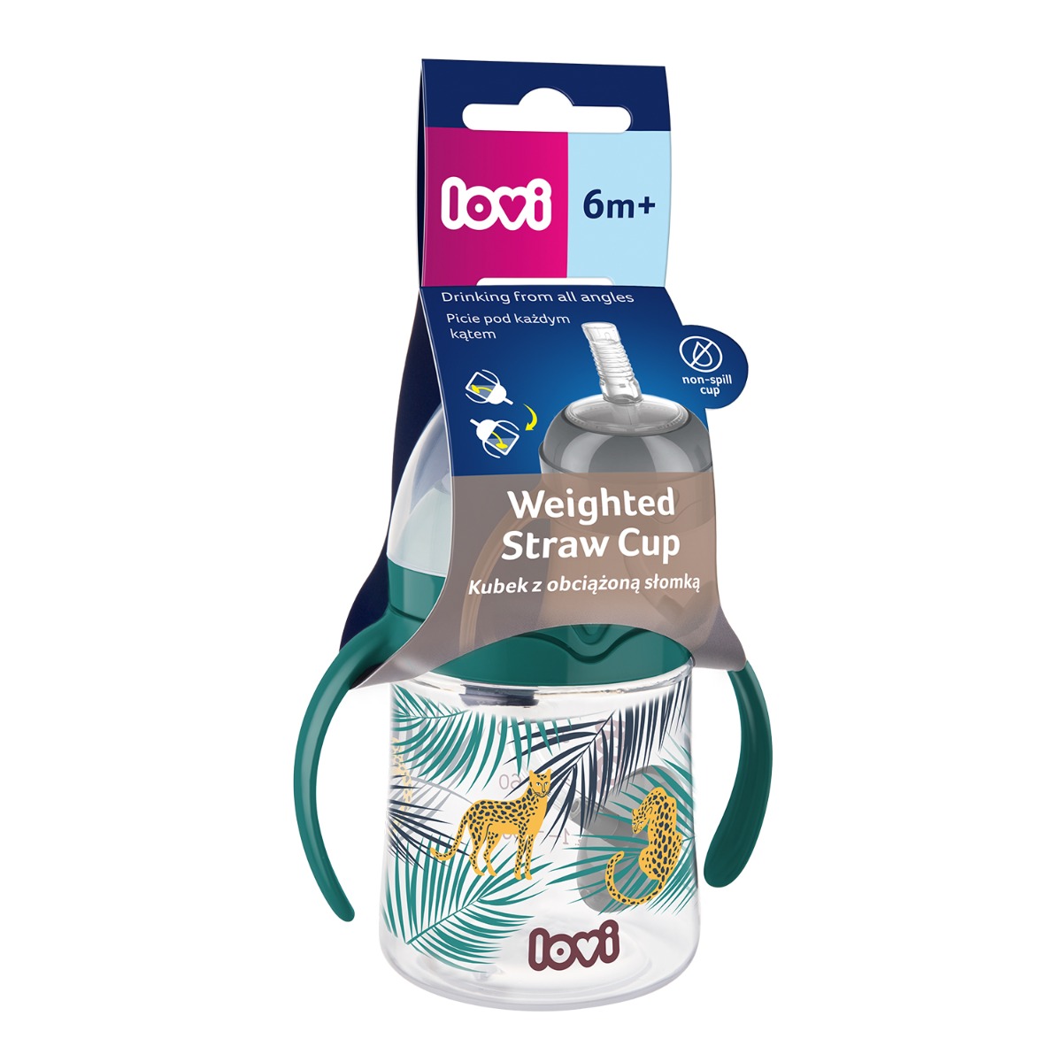 Primer vaso con pajita LOVI ponderada 150 ml Jungle Vibes