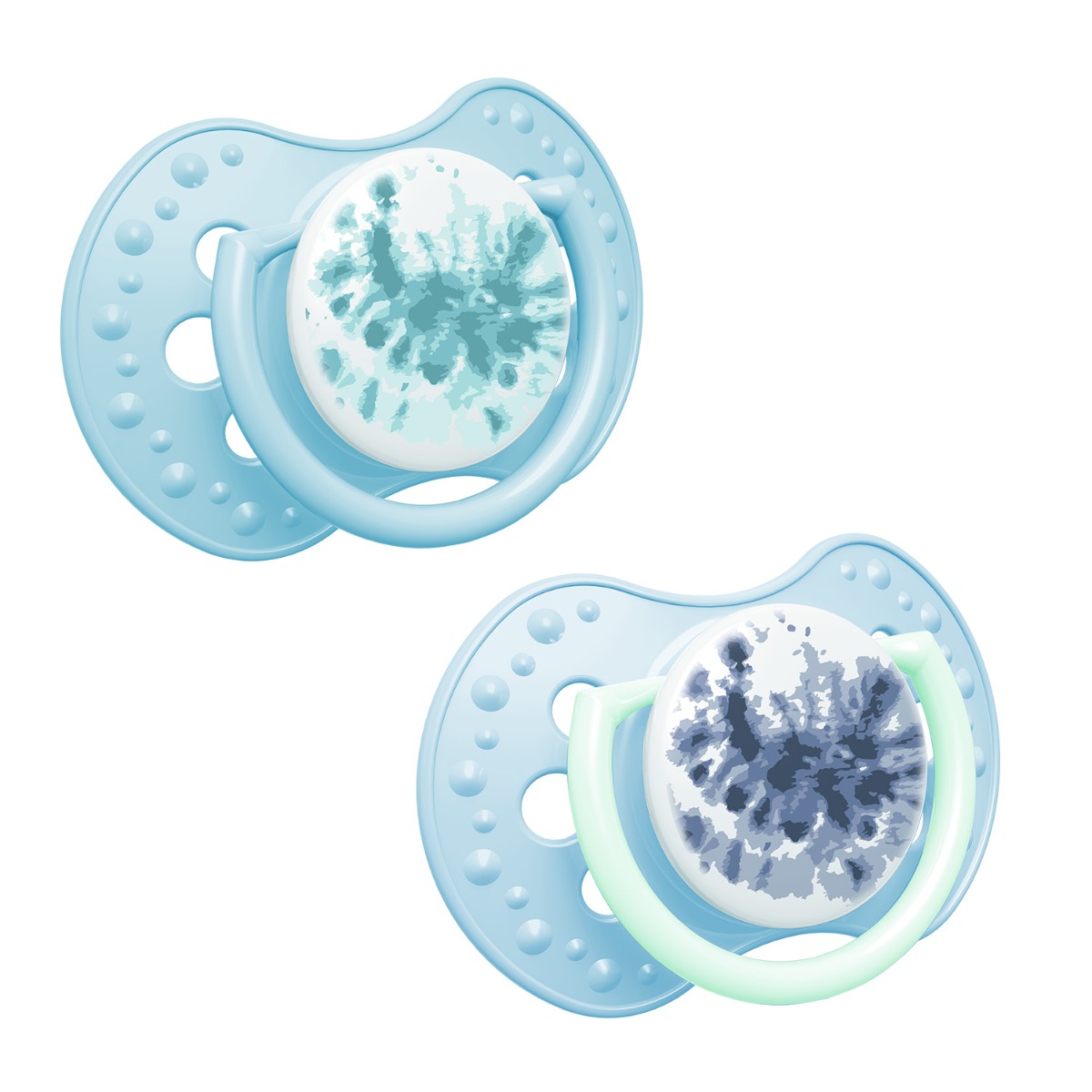 Smoczek silikonowy dynamiczny LOVI 3-6m 2 szt. Tie Dye Blue