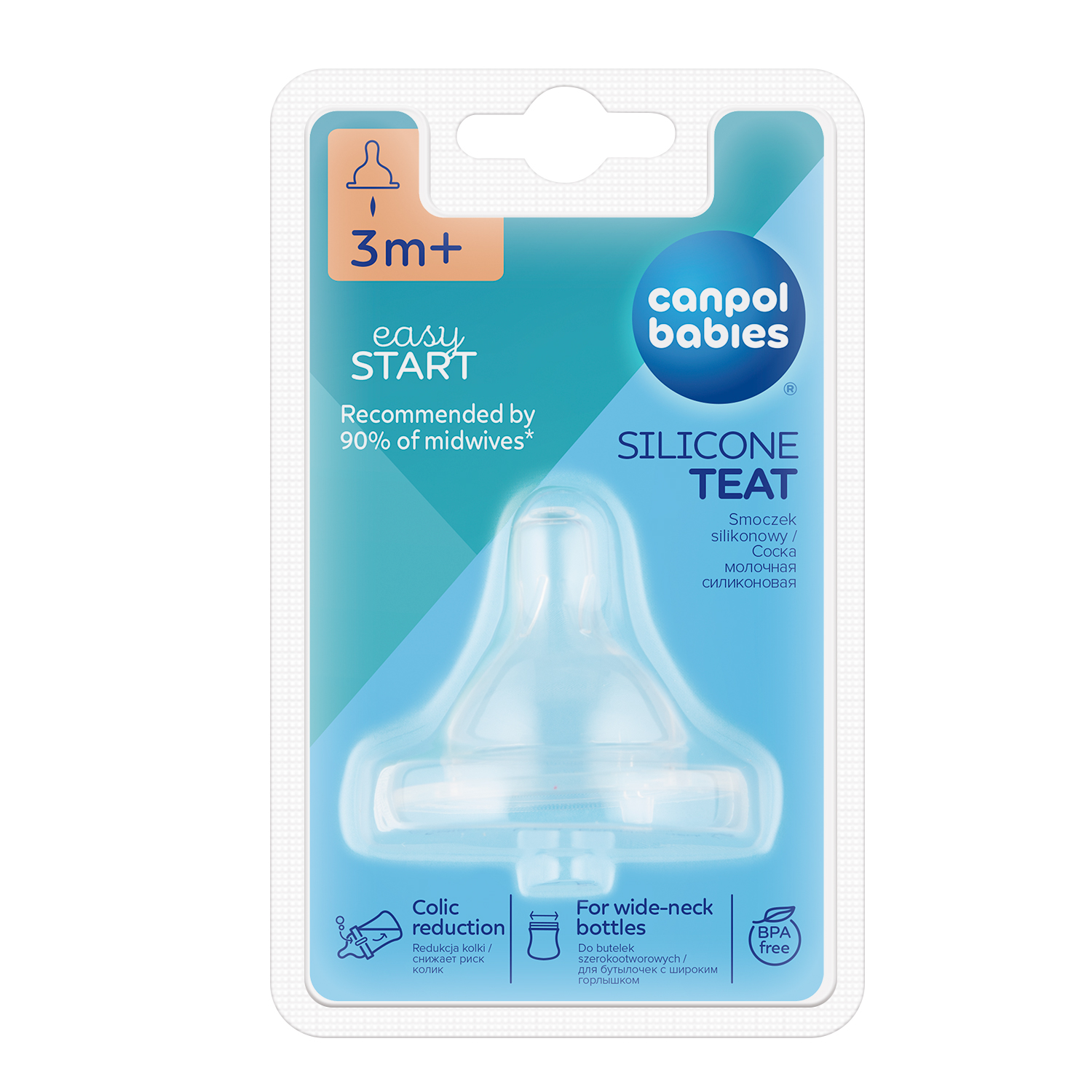 Canpol babies smoczek silikon trójprzepływ do butelki szerokiej 1 szt EasyStart