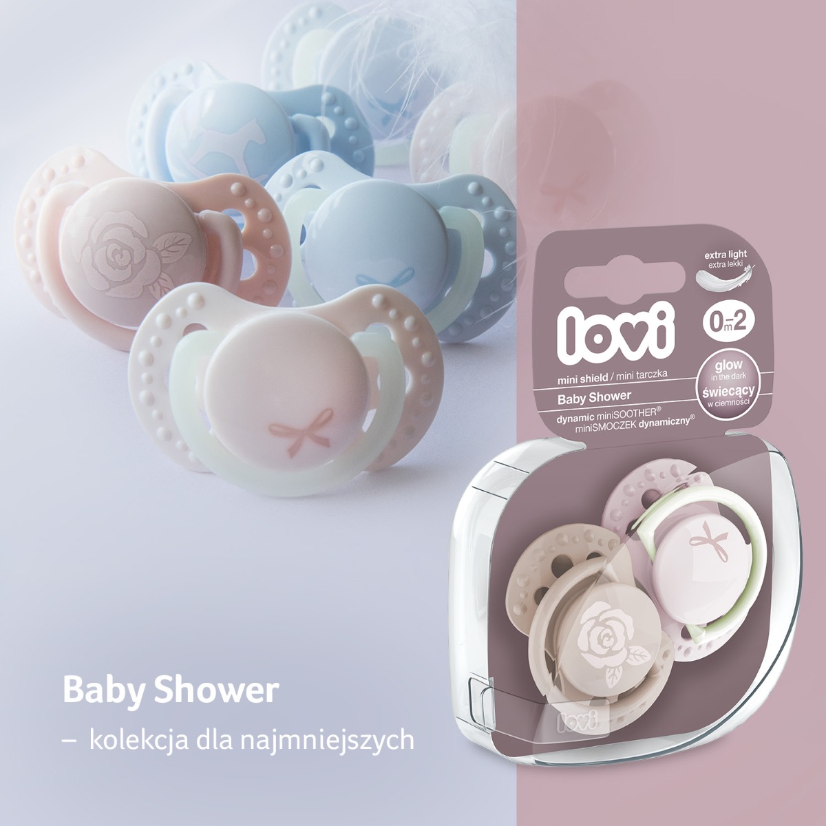 Smoczek silikonowy dynamiczny LOVI 0-2 m 2 szt. Baby Shower Girl
