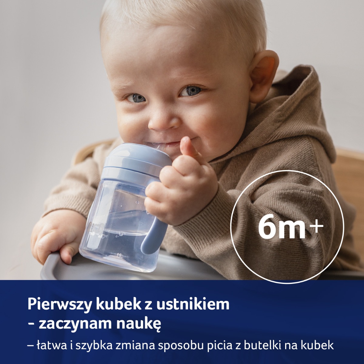 Pierwszy kubek z ustnikiem LOVI 150 ml Blue