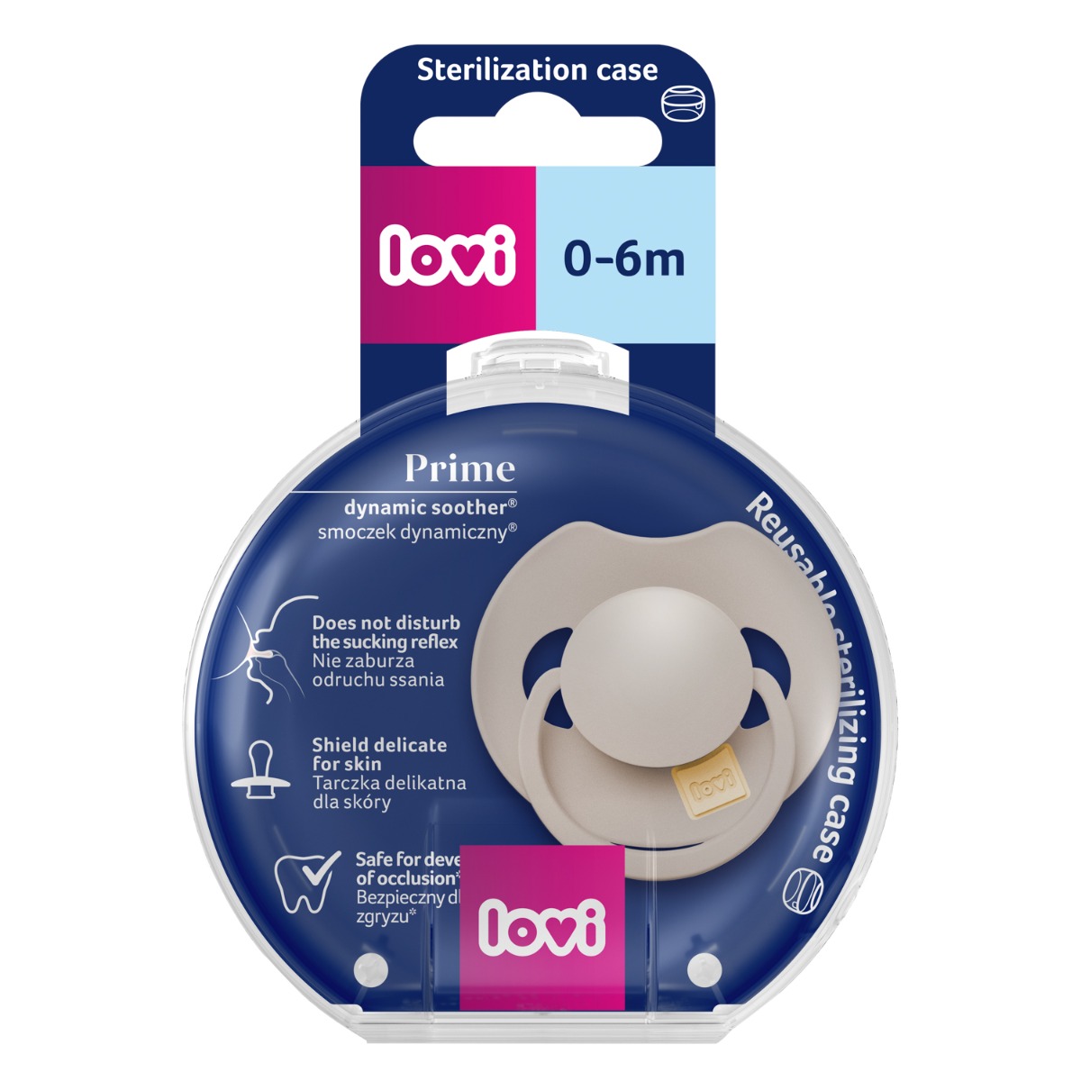 Smoczek silikonowy dynamiczny LOVI Prime 0-6m 1 szt Baby Blue
