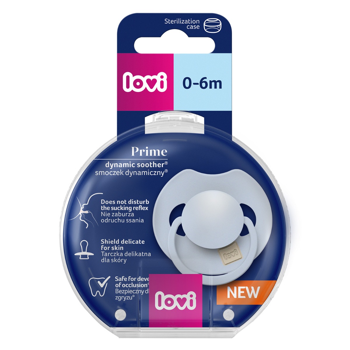 Smoczek silikonowy dynamiczny LOVI Prime 0-6m 1 szt Baby Blue