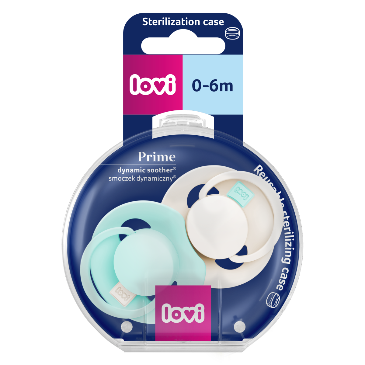 Smoczek dynamiczny LOVI Prime Tutti Frutti 0-6m 2 szt Logoon/Mint Cream