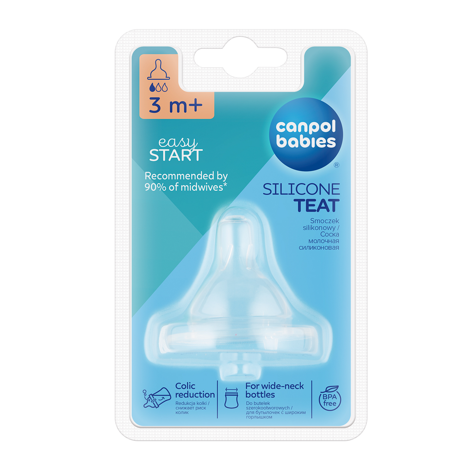 Canpol babies smoczek silikon wolny do butelki szerokiej 1 szt EasyStart