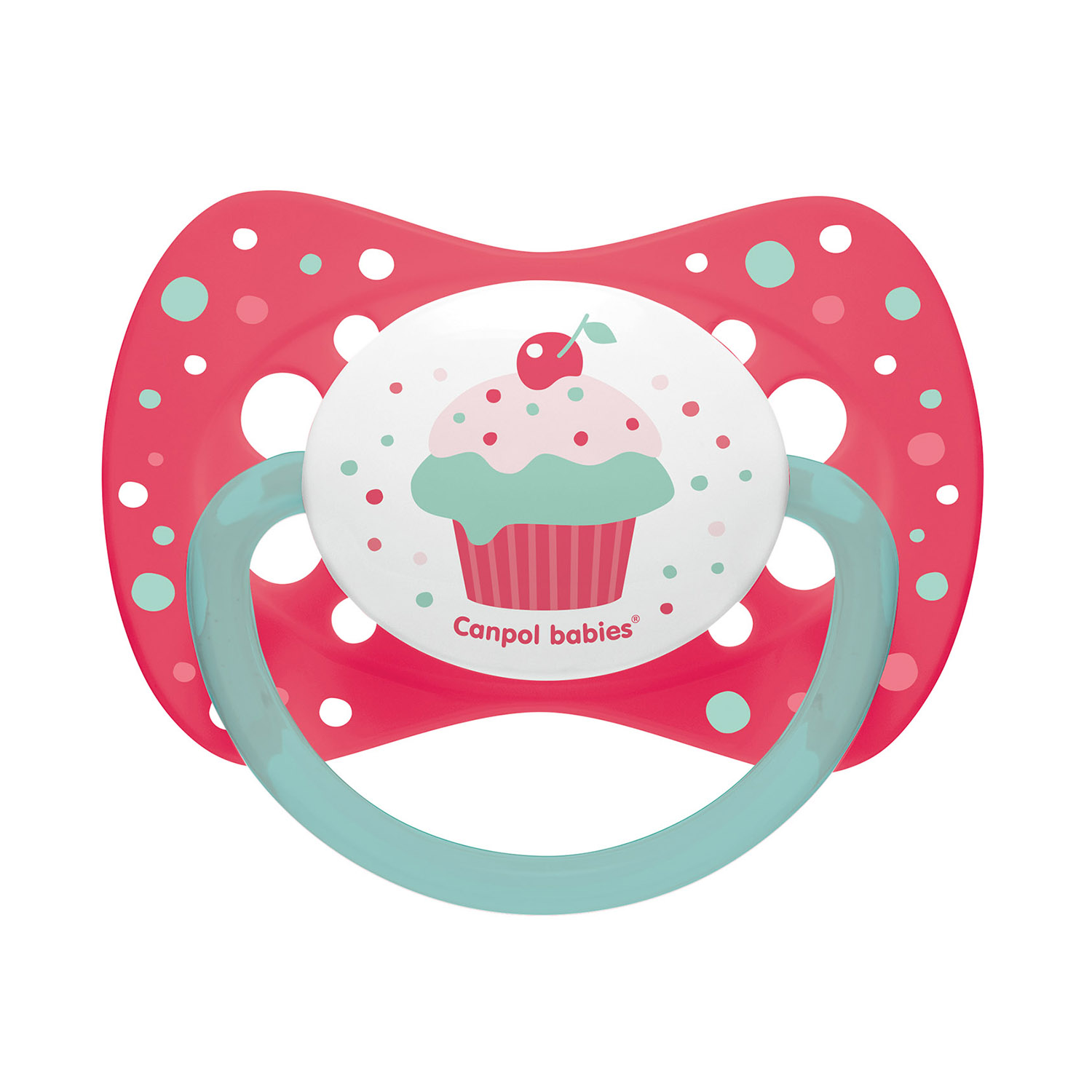 Canpol babies smoczek uspokajający silikonowy 0-6m symetryczny CUPCAKE różowy