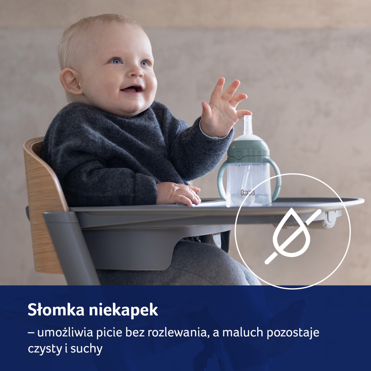 Pierwszy kubek z obciążoną słomką LOVI 150 ml Green