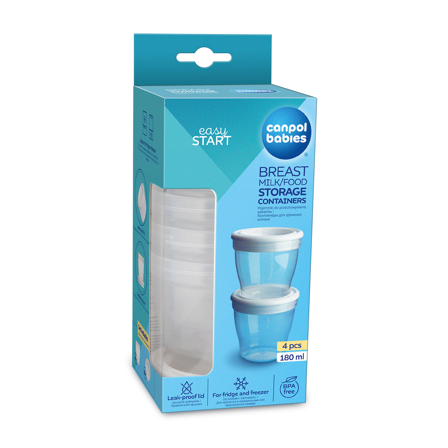 Canpol babies pojemniki do przechowywania pokarmu 180ml, 4 szt.