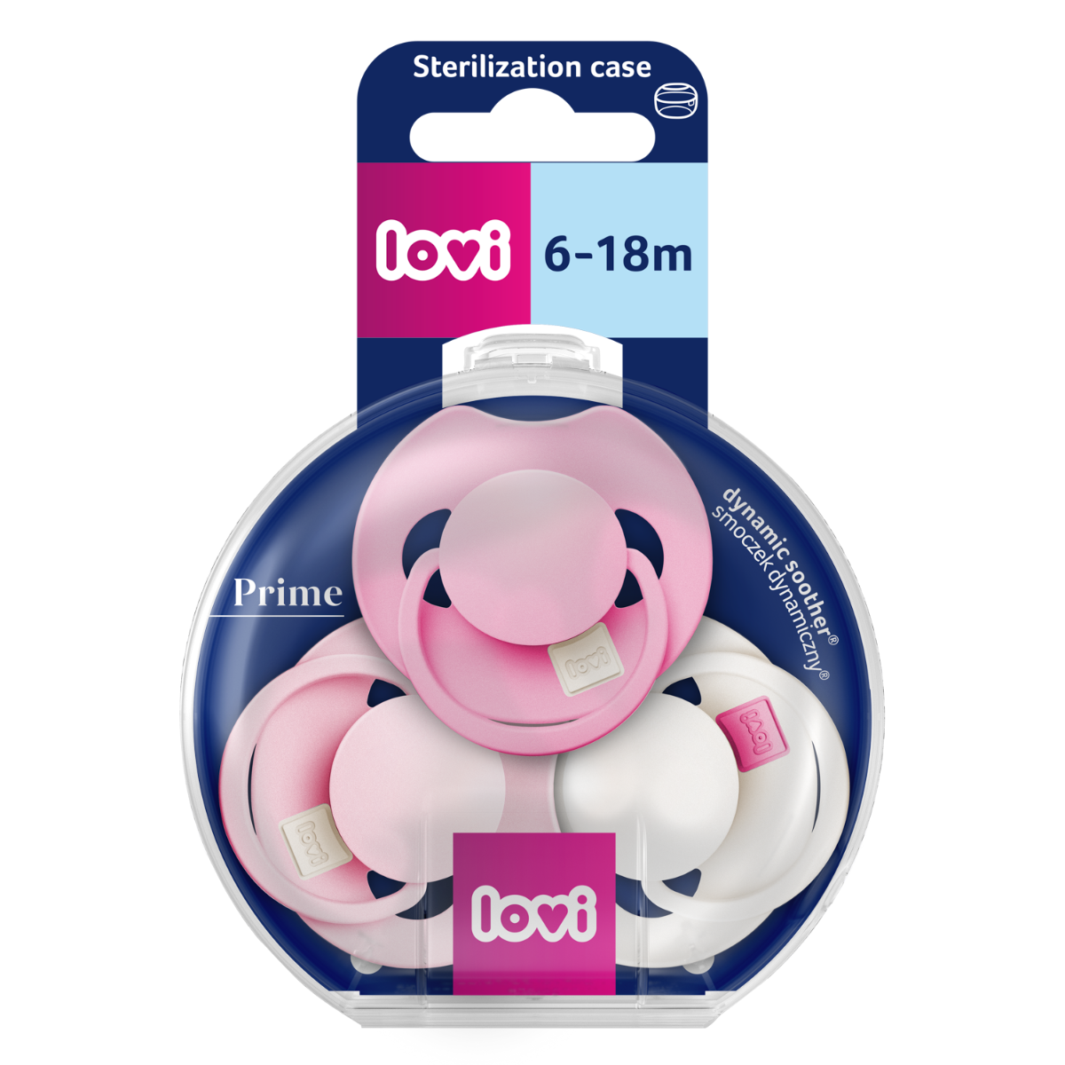 Smoczek dynamiczny LOVI Prime Tutti Frutti 6-18m 3 szt Peony Pink