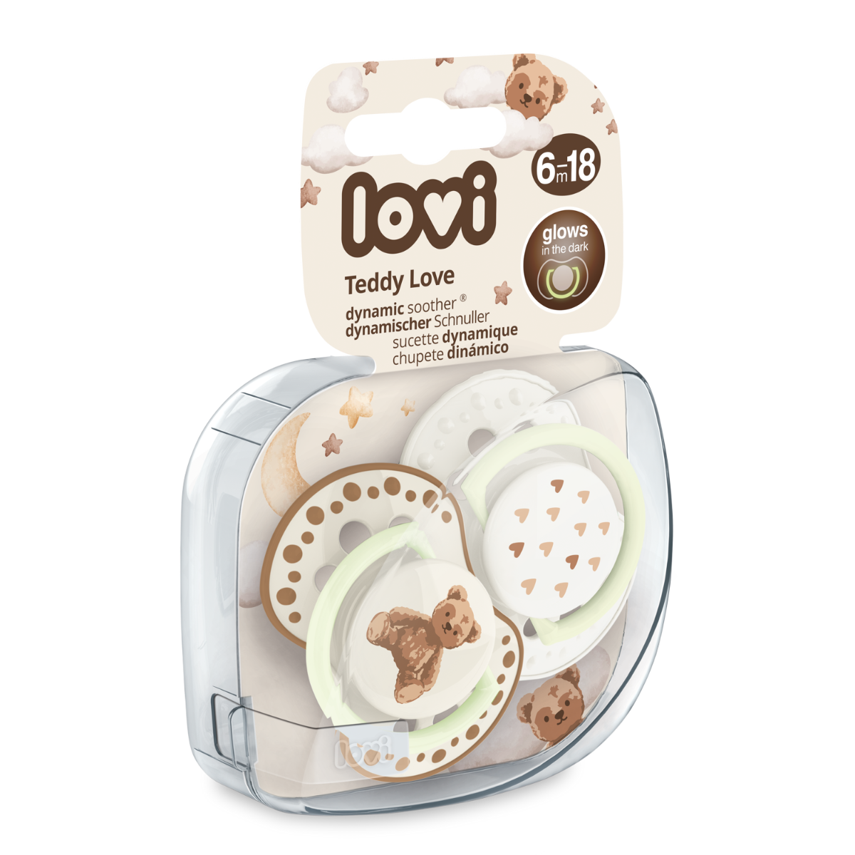 Smoczek silikonowy dynamiczny LOVI 6-18m 2 szt Teddy Love