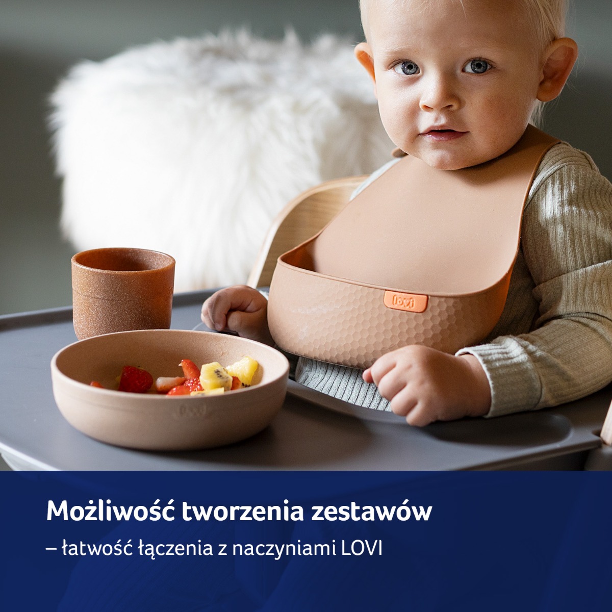 Śliniak silikonowy LOVI Nude