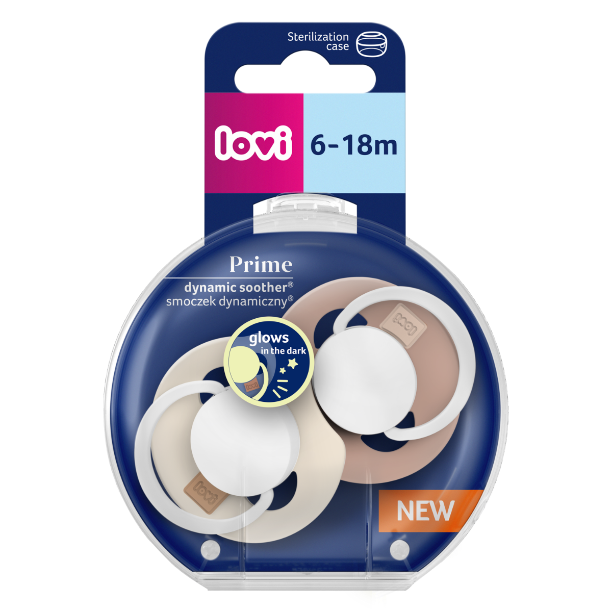 Smoczek silikonowy dynamiczny LOVI Prime 6-18m 2 szt Ivory Glow/Blush Glow​