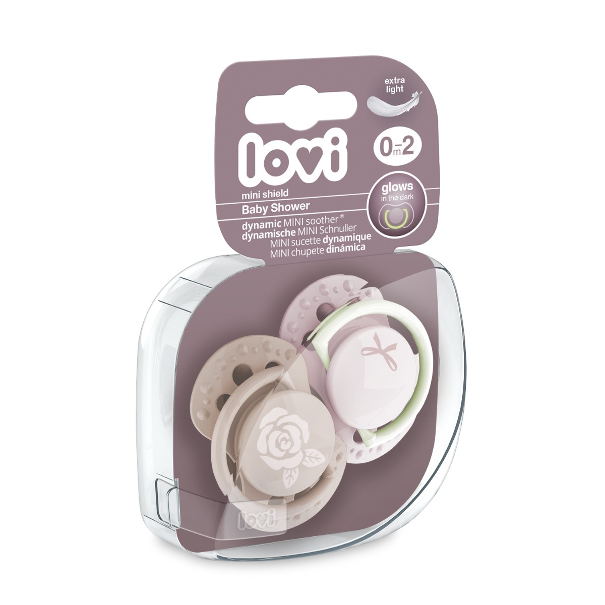 Smoczek silikonowy dynamiczny LOVI 0-2 m 2 szt. Baby Shower Girl