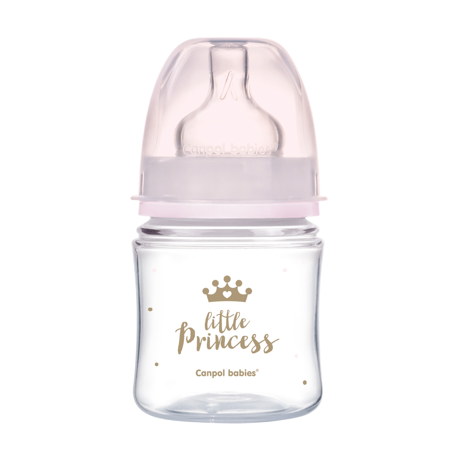 Butelka szeroka antykolkowa Canpol babies 120 ml PP EasyStart ROYAL BABY różowa