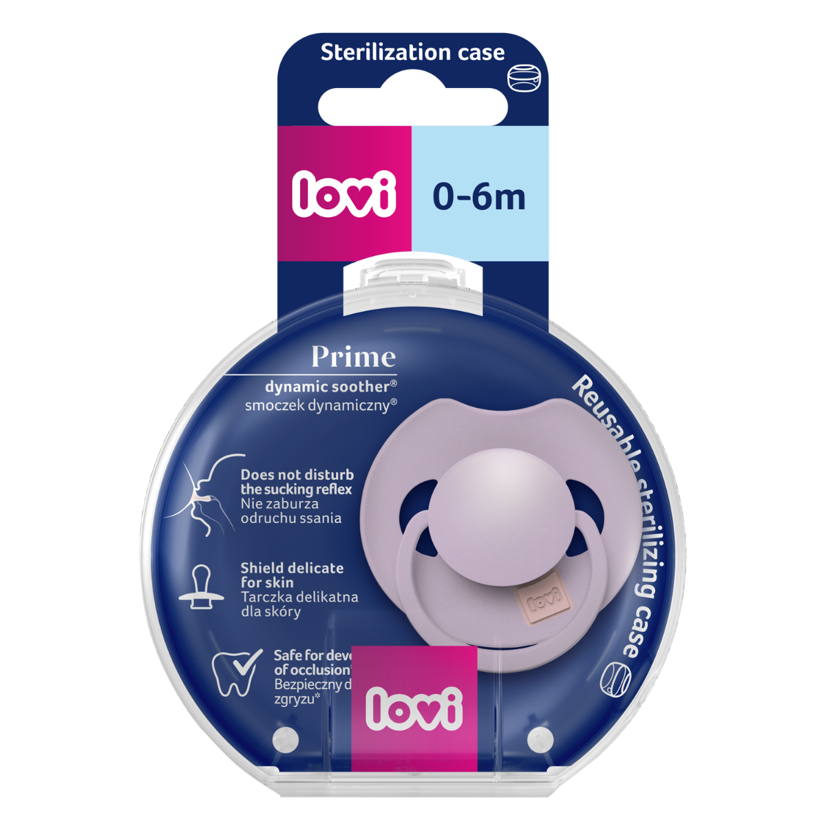 Smoczek silikonowy dynamiczny LOVI Prime 0-6m 1 szt Violet