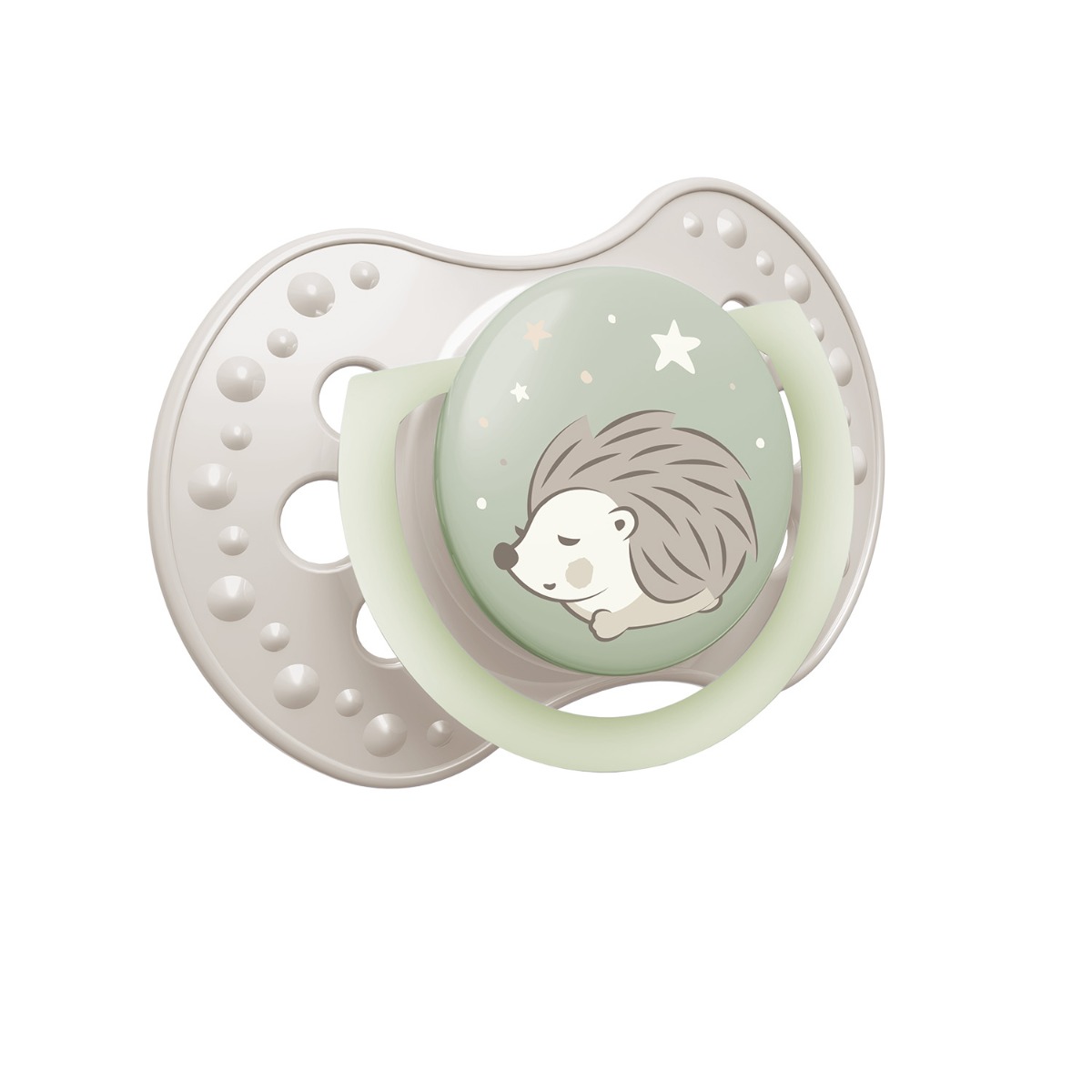 Smoczek silikonowy dynamiczny LOVI 0-6m 2 szt Night&Day Hedgehog