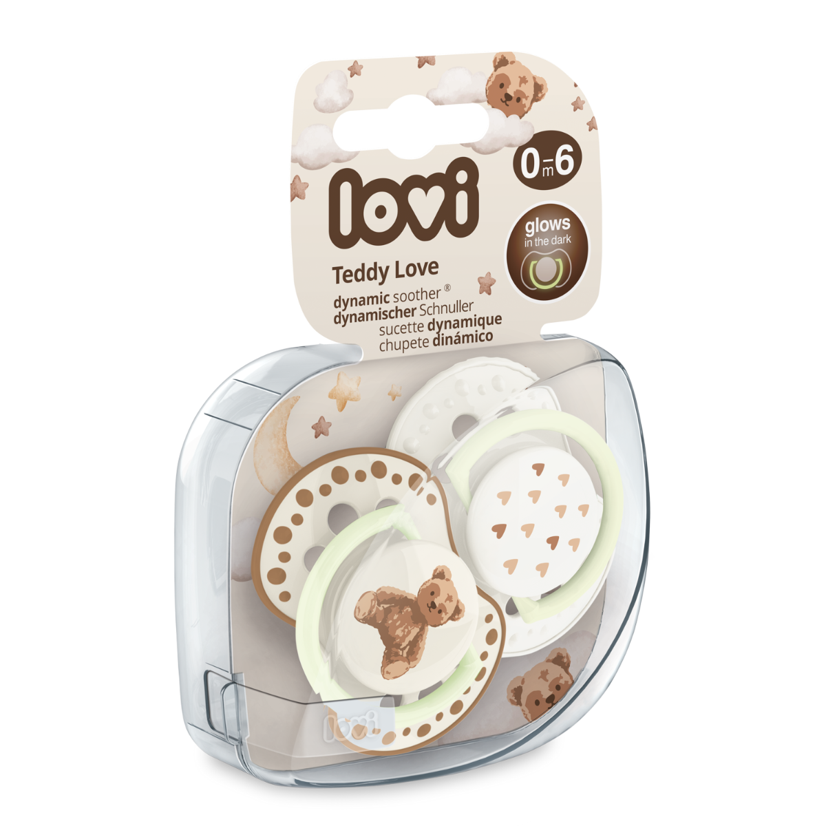 Smoczek silikonowy dynamiczny LOVI 0-6m 2 szt Teddy Love
