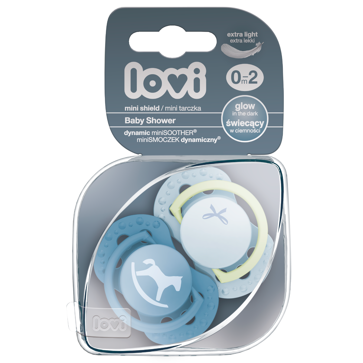 Smoczek silikonowy dynamiczny LOVI 0-2 m 2 szt. Baby Shower Boy