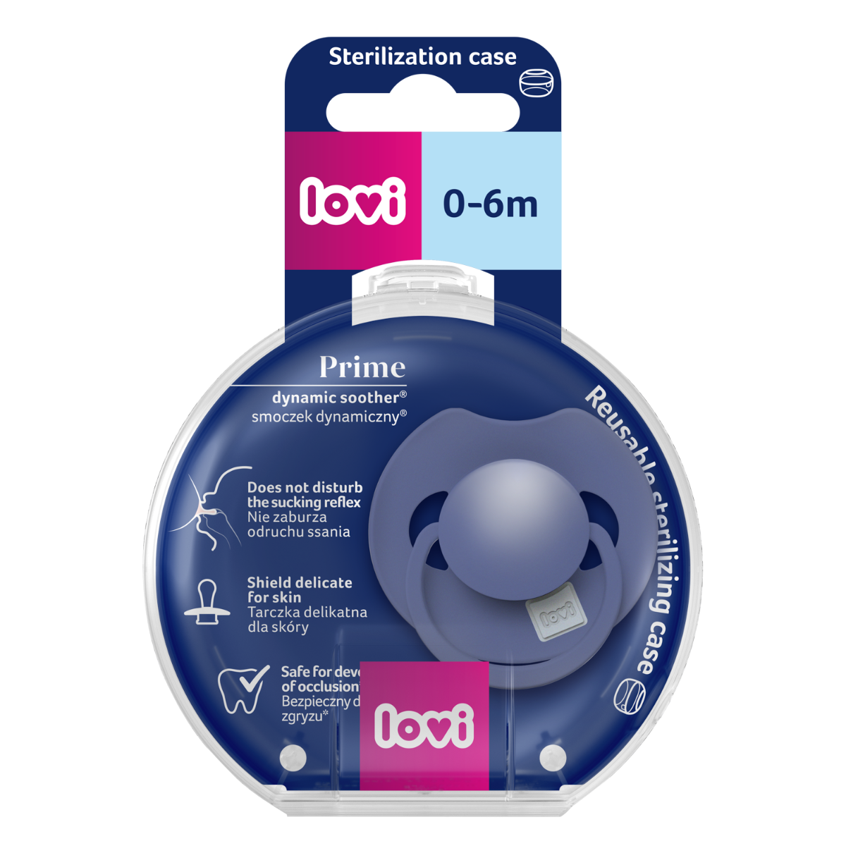 Smoczek silikonowy dynamiczny LOVI Prime 0-6m 1 szt Blue