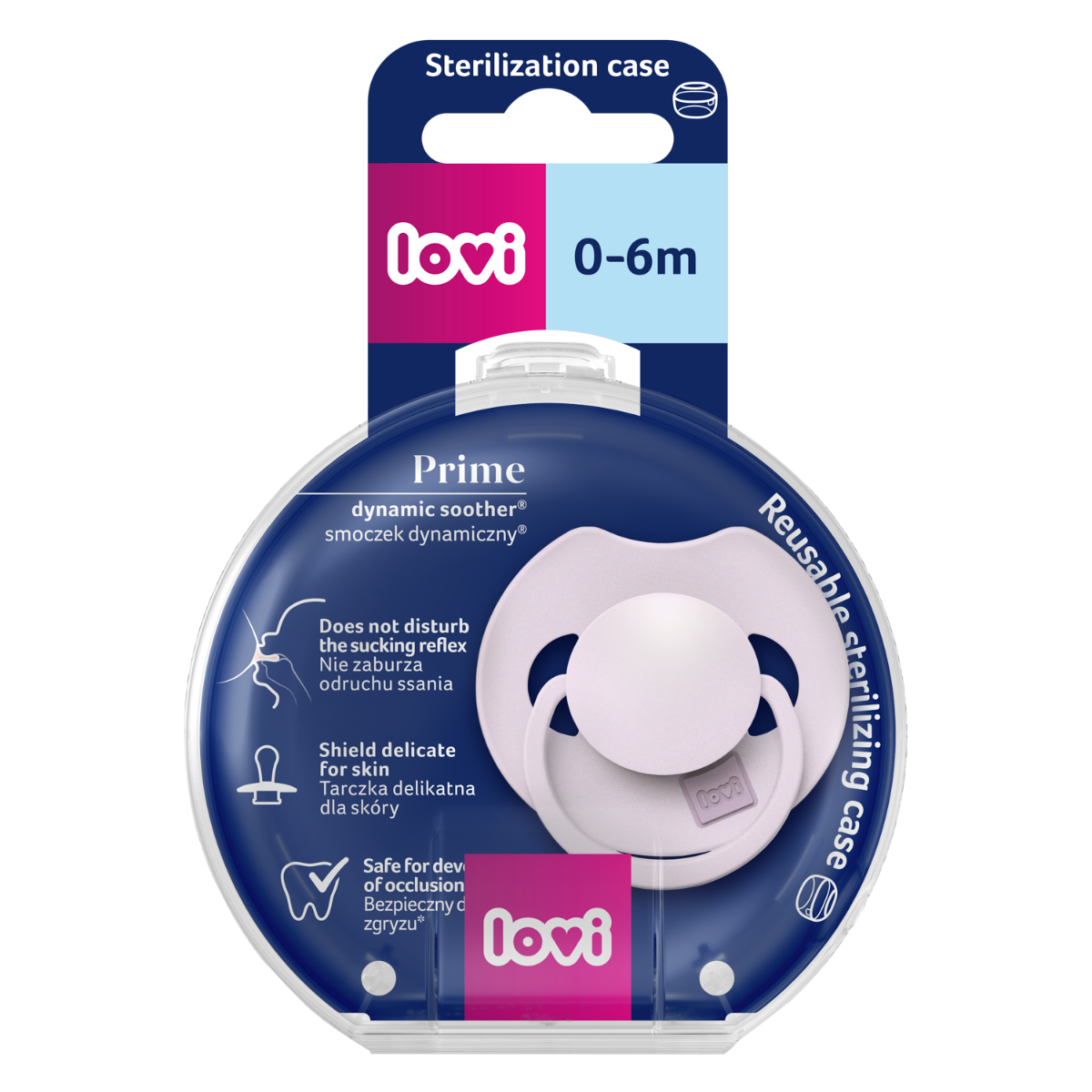Smoczek silikonowy dynamiczny LOVI Prime 0-6m 1 szt Lilac