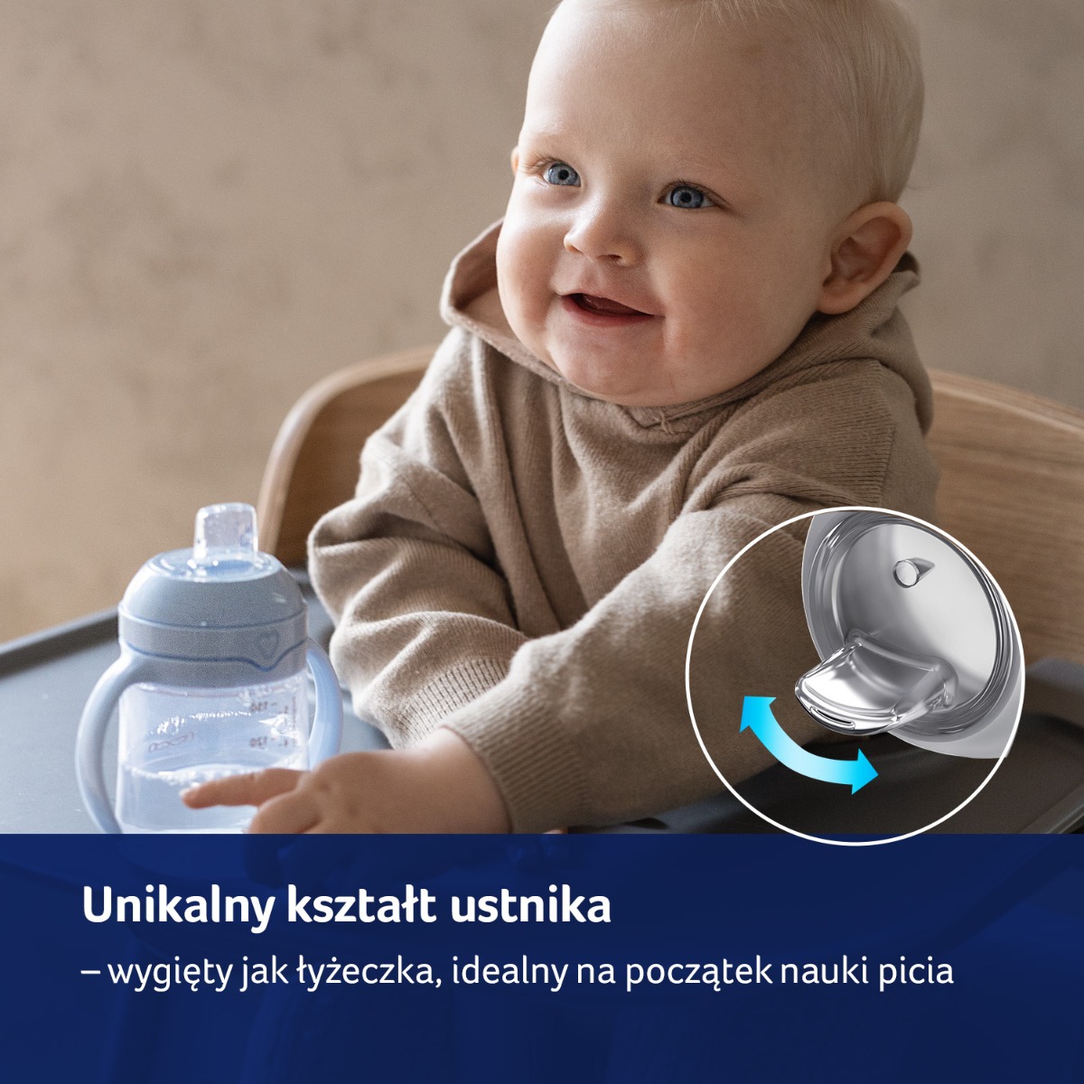 Pierwszy kubek z ustnikiem LOVI 150 ml Blue