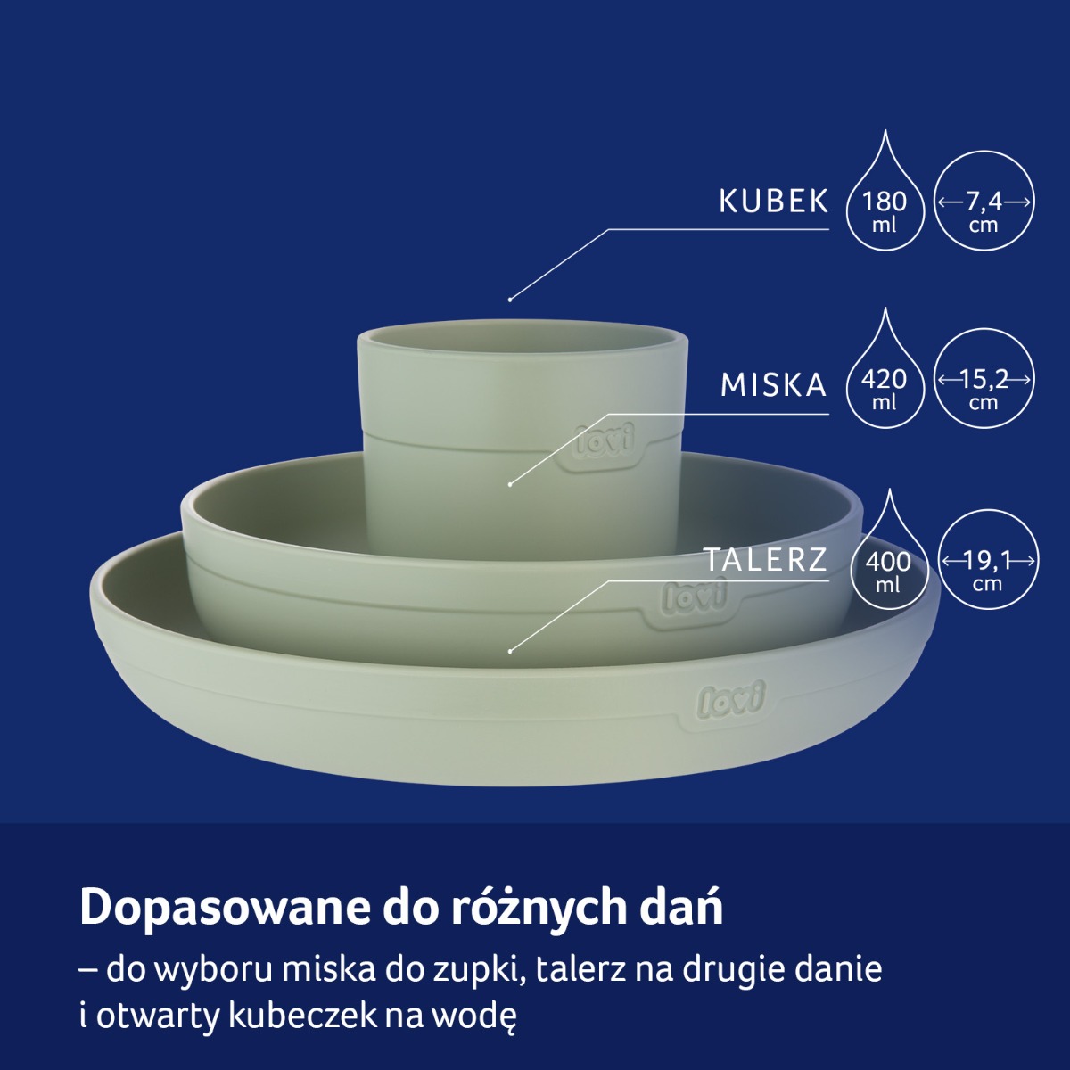 LOVI Zestaw naczyń z kubkiem Pistachio