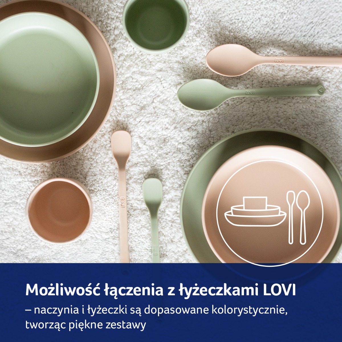 LOVI Zestaw naczyń z kubkiem Pistachio