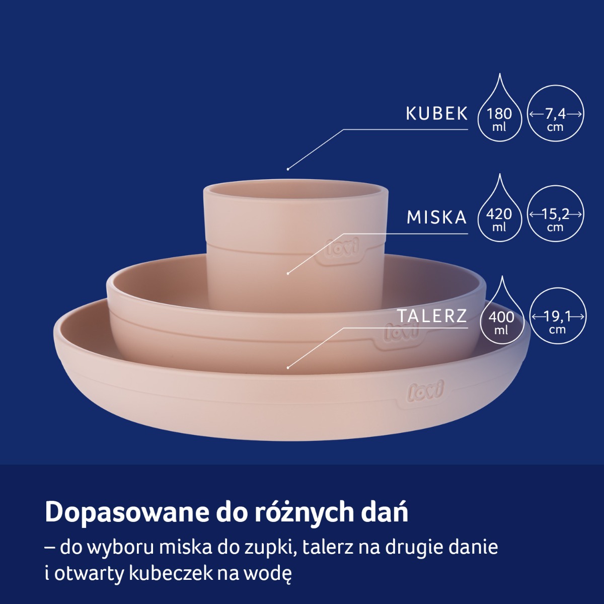 LOVI Zestaw naczyń z kubkiem Nude