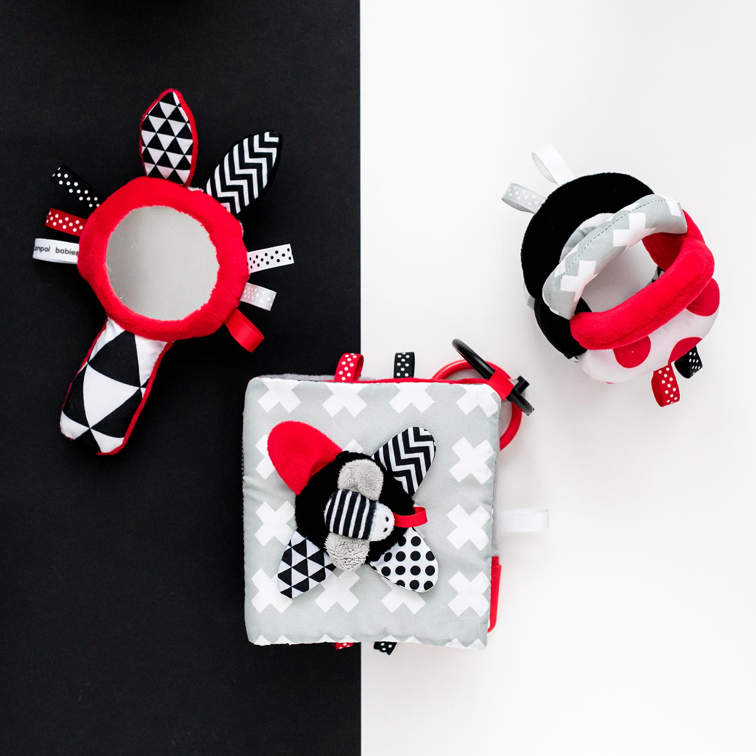 Canpol babies zabawka kontrastowa z piszczkiem i lusterkiem SENSORY TOYS