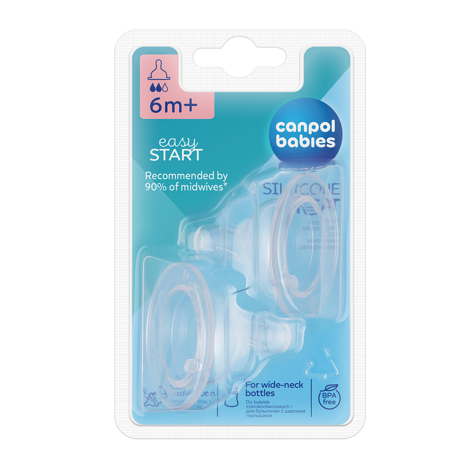 Canpol babies smoczek silikon średni do butelki szerokiej 2 szt EasyStart