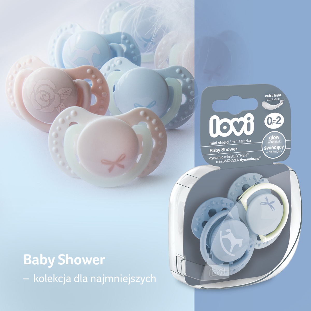 Smoczek silikonowy dynamiczny LOVI 0-2 m 2 szt. Baby Shower Boy