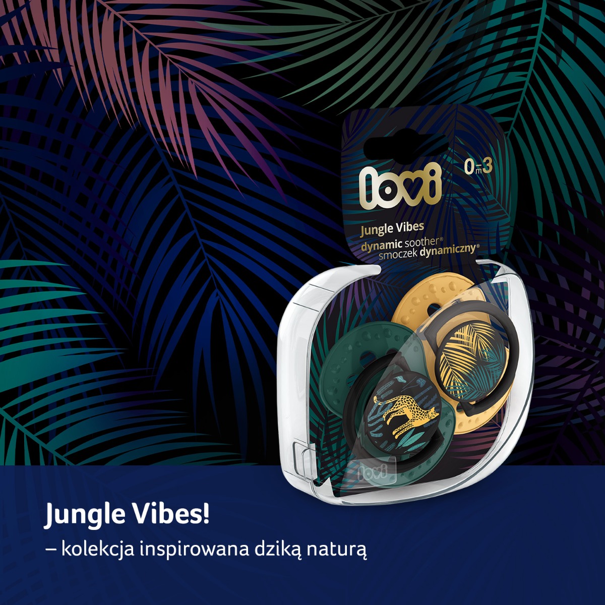 Smoczek silikonowy dynamiczny LOVI 0-3 m 2 szt. Jungle Vibes Girl