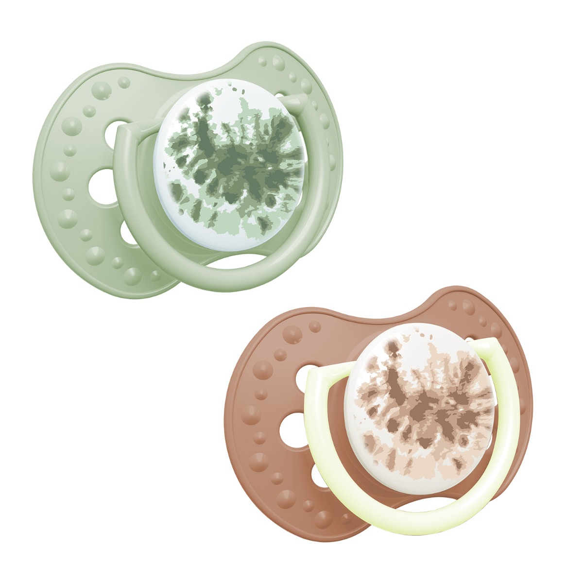 Smoczek silikonowy dynamiczny LOVI 6-18m 2 szt. Tie Dye Green