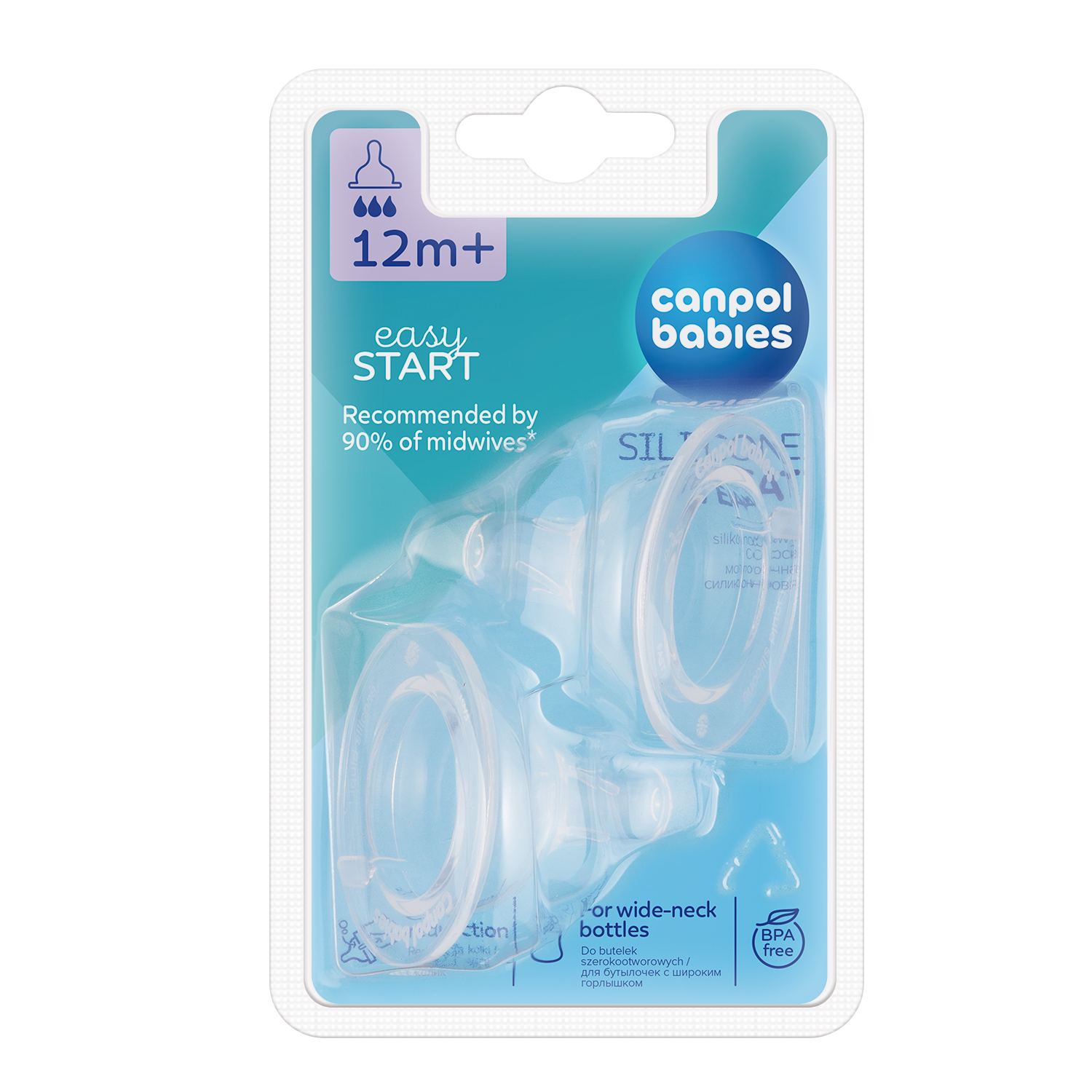 Canpol babies smoczek silikon szybki do butelki szerokiej 2 szt EasyStart
