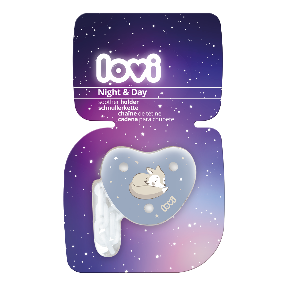 Łańcuszek do smoczka LOVI Night&Day Boy
