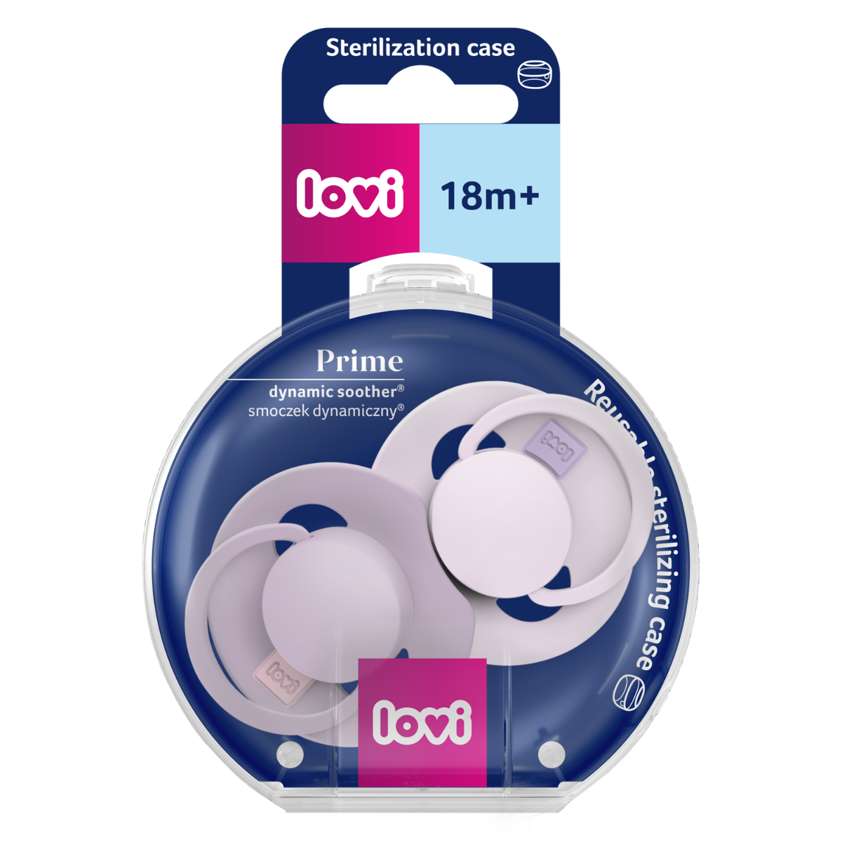 Smoczek silikonowy dynamiczny LOVI Prime 18+m 2 szt Lilac/Violet