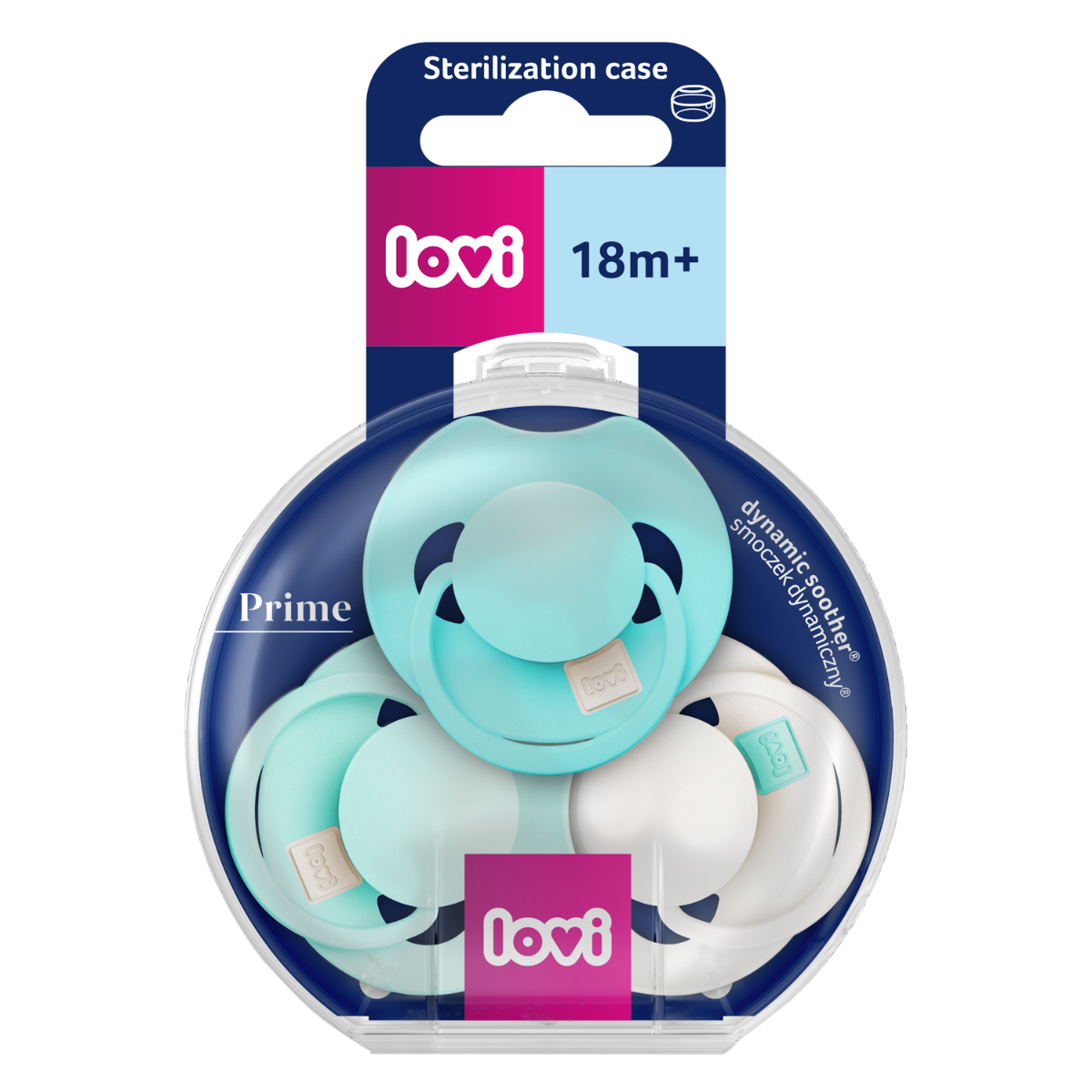 Smoczek dynamiczny LOVI Prime Tutti Frutti 18+m 3 szt Aqua Green