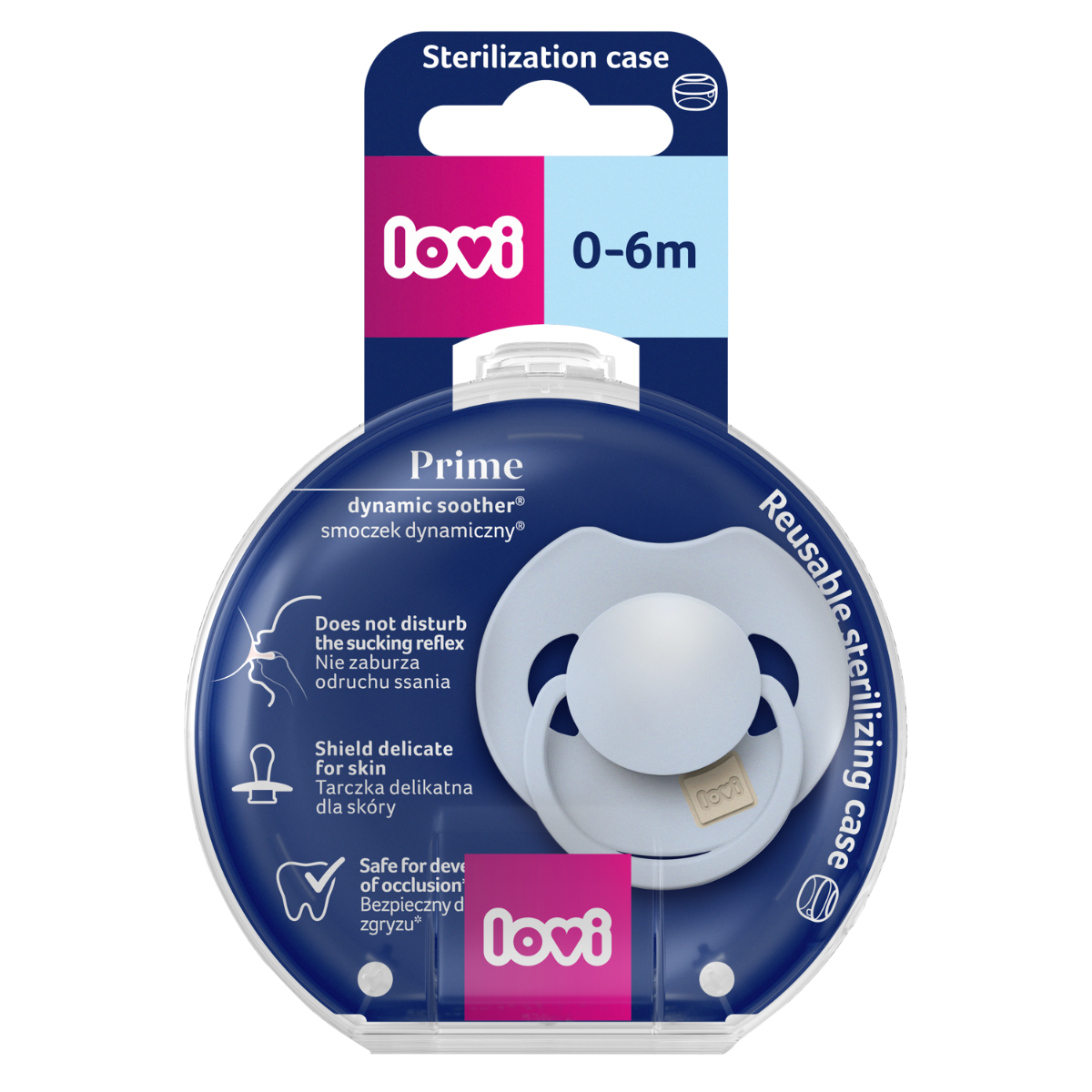 Smoczek silikonowy dynamiczny LOVI Prime 0-6m 1 szt Baby Blue