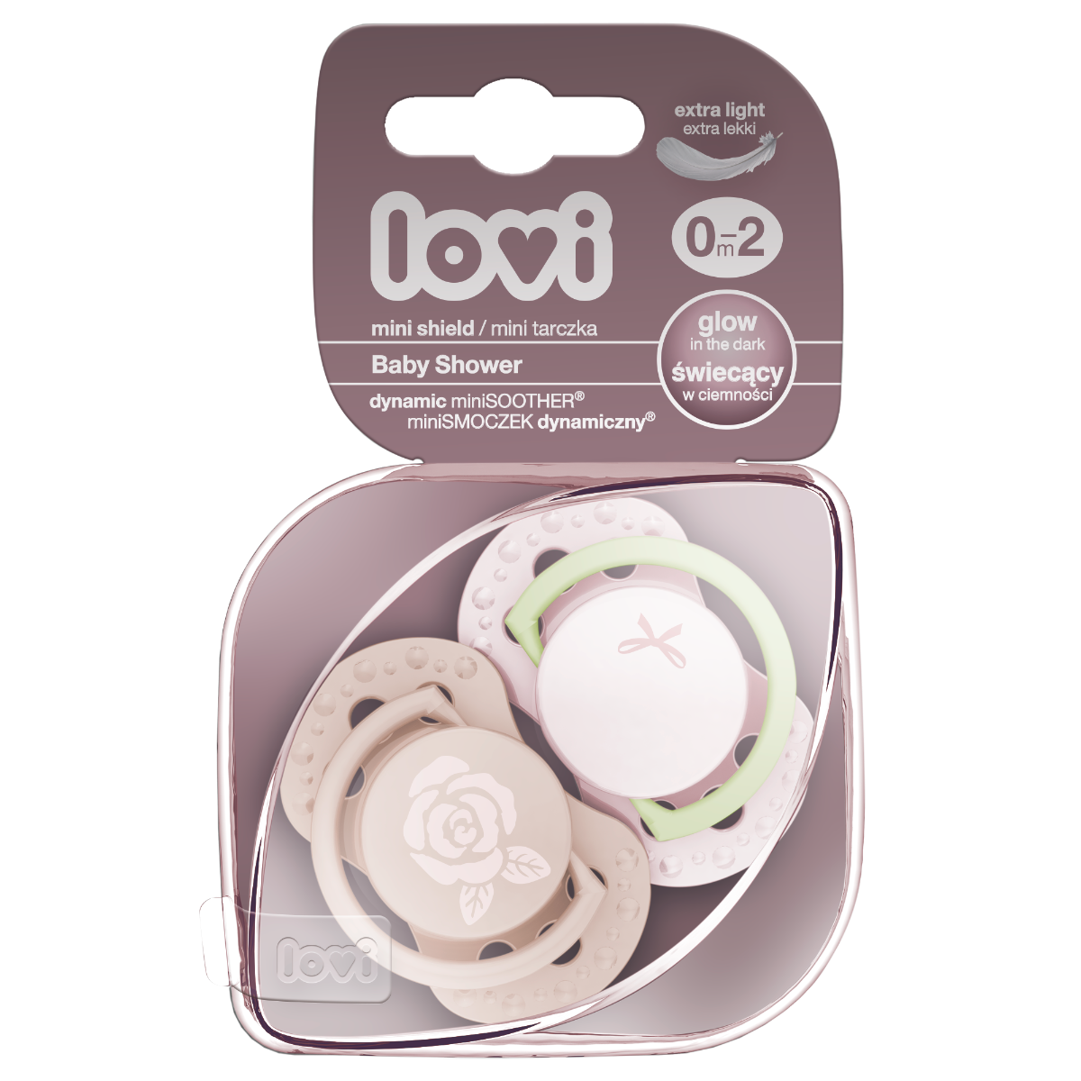 Smoczek silikonowy dynamiczny LOVI 0-2 m 2 szt. Baby Shower Girl