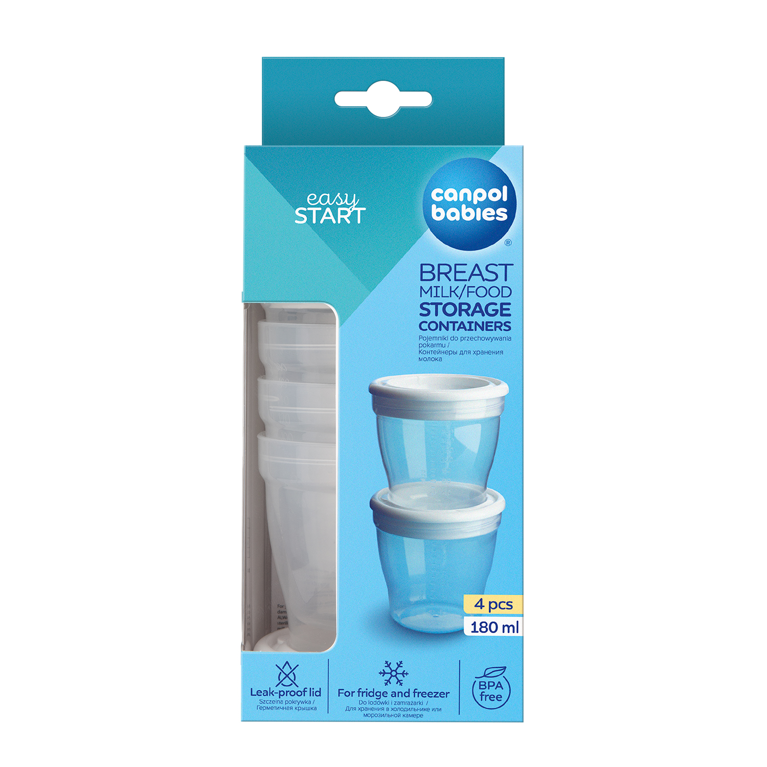 Canpol babies pojemniki do przechowywania pokarmu 180ml, 4 szt.