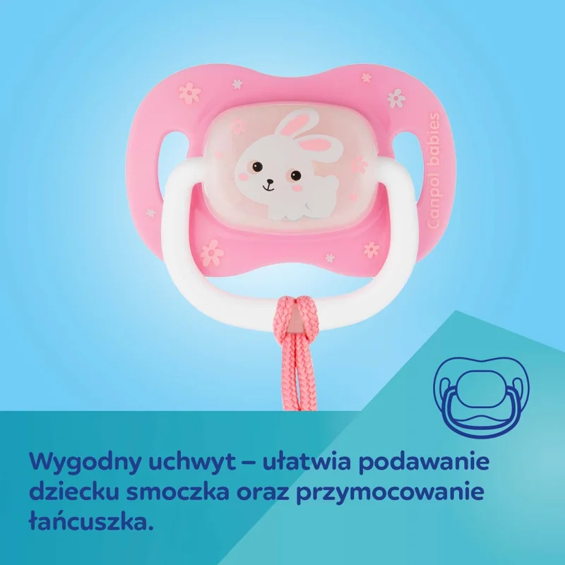 Canpol babies smoczek uspokajający silikon 0-6m symetryczny BUNNY&COMPANY niebieski