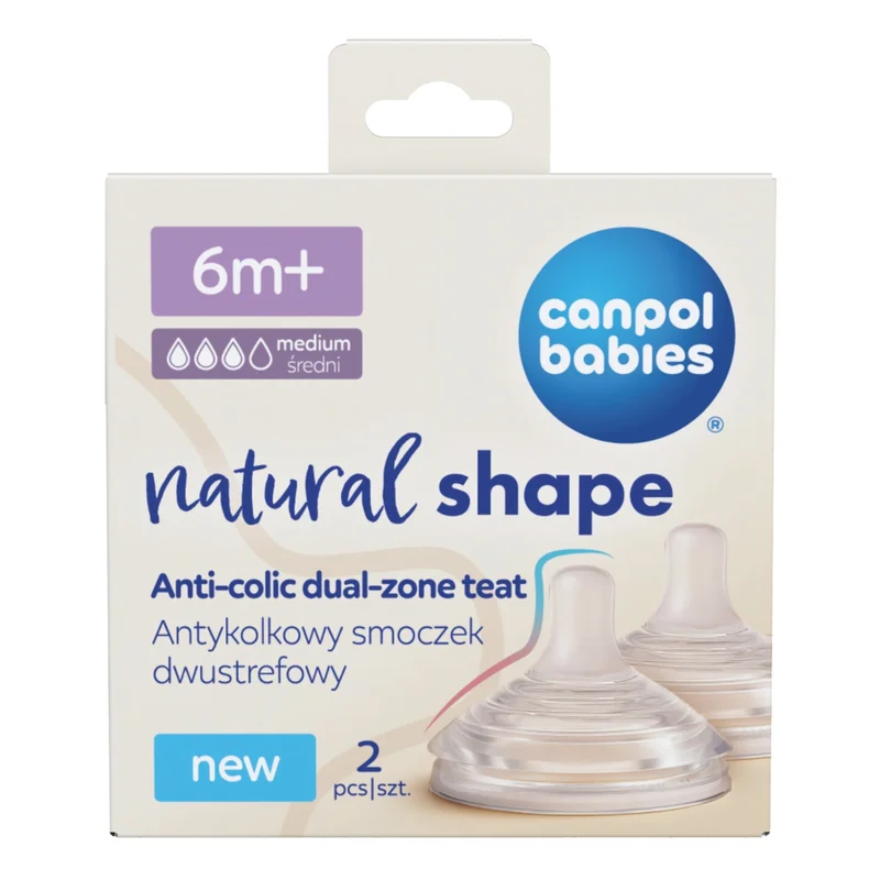 Canpol babies Antykolkowy smoczek dwustrefowy Natural Shape 6m+ 2szt.