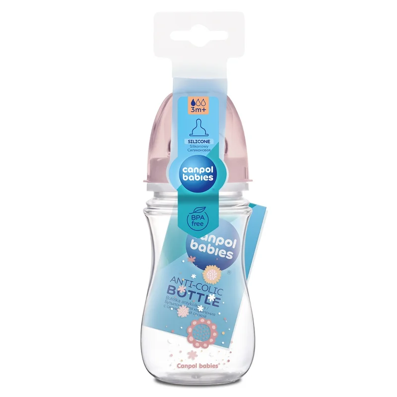 Butelka szeroka antykolkowa Canpol babies 240 ml PP EasyStart NEWBORN BABY różowa