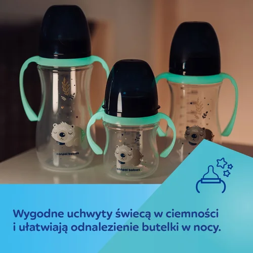 Canpol babies butelka szeroka antykolkowa ze świecącymi uchwytami PP EasyStart 240ml Sleepy Koala