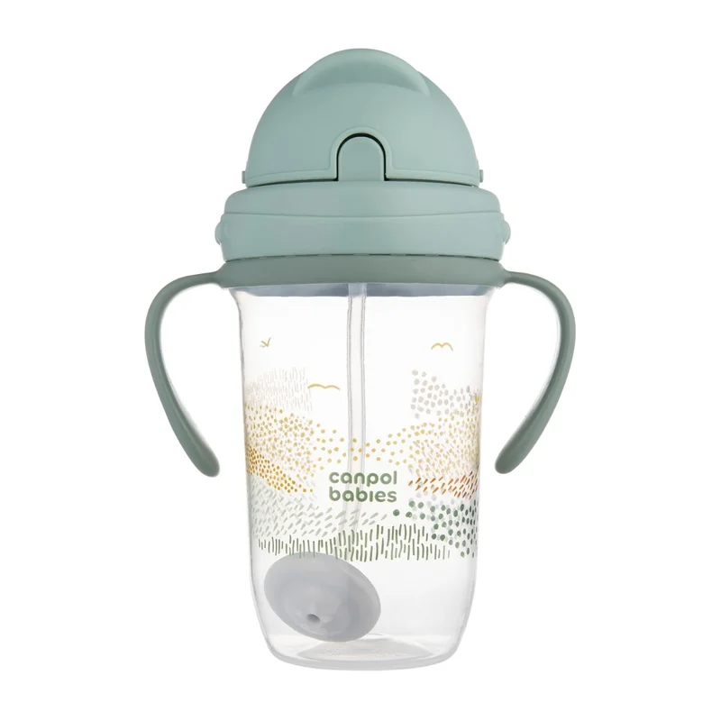 Canpol babies Kubek niekapek z rurką i odważnikiem 270 ml MOUNTAINS zielony​