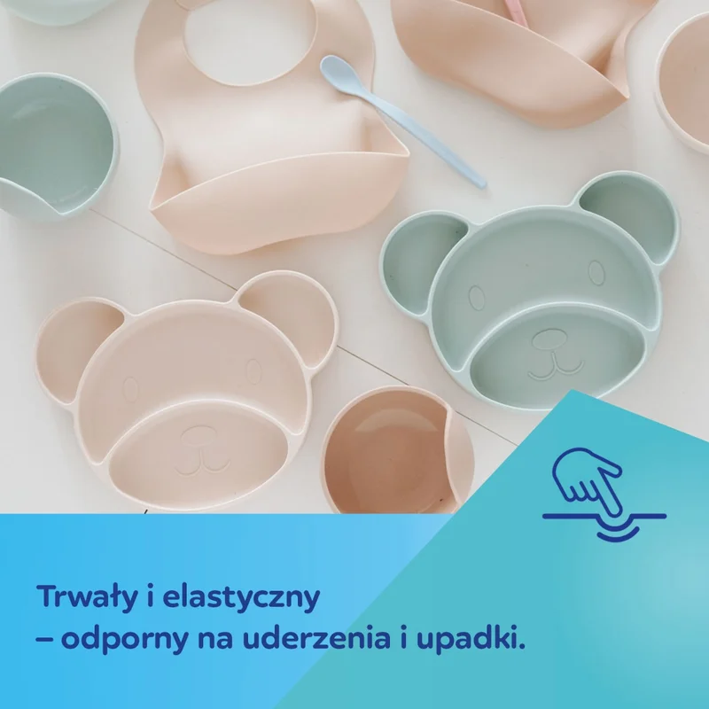 Silikonowy trójdzielny talerzyk Canpol babies z przyssawką MIŚ