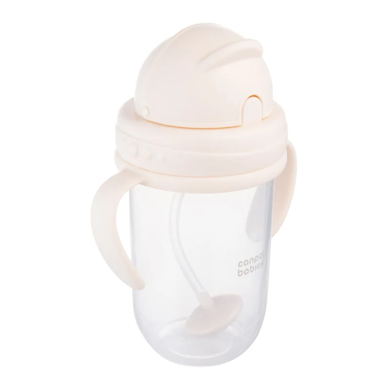 Canpol babies Kubek niekapek z rurką i odważnikiem 270 ml kremowy