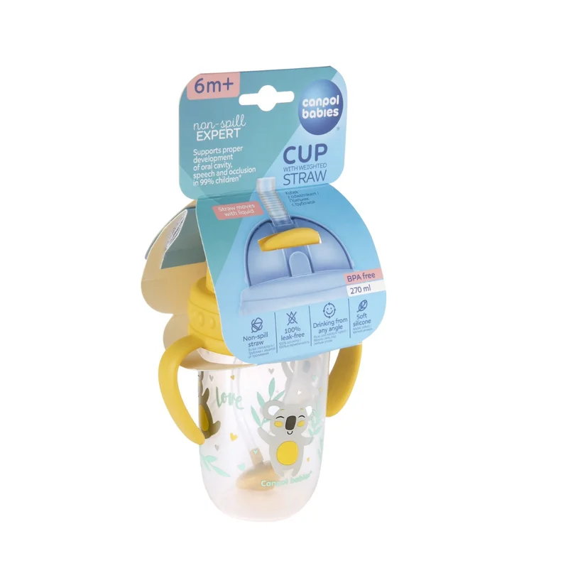 Kubek niekapek z rurką i odważnikiem Canpol babies 270 ml EXOTIC ANIMALS